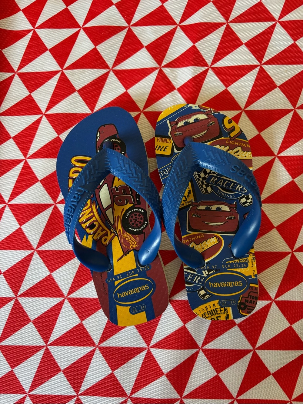 9C / 9T toddler Disney Pixar lightening McQueen cars flip flops